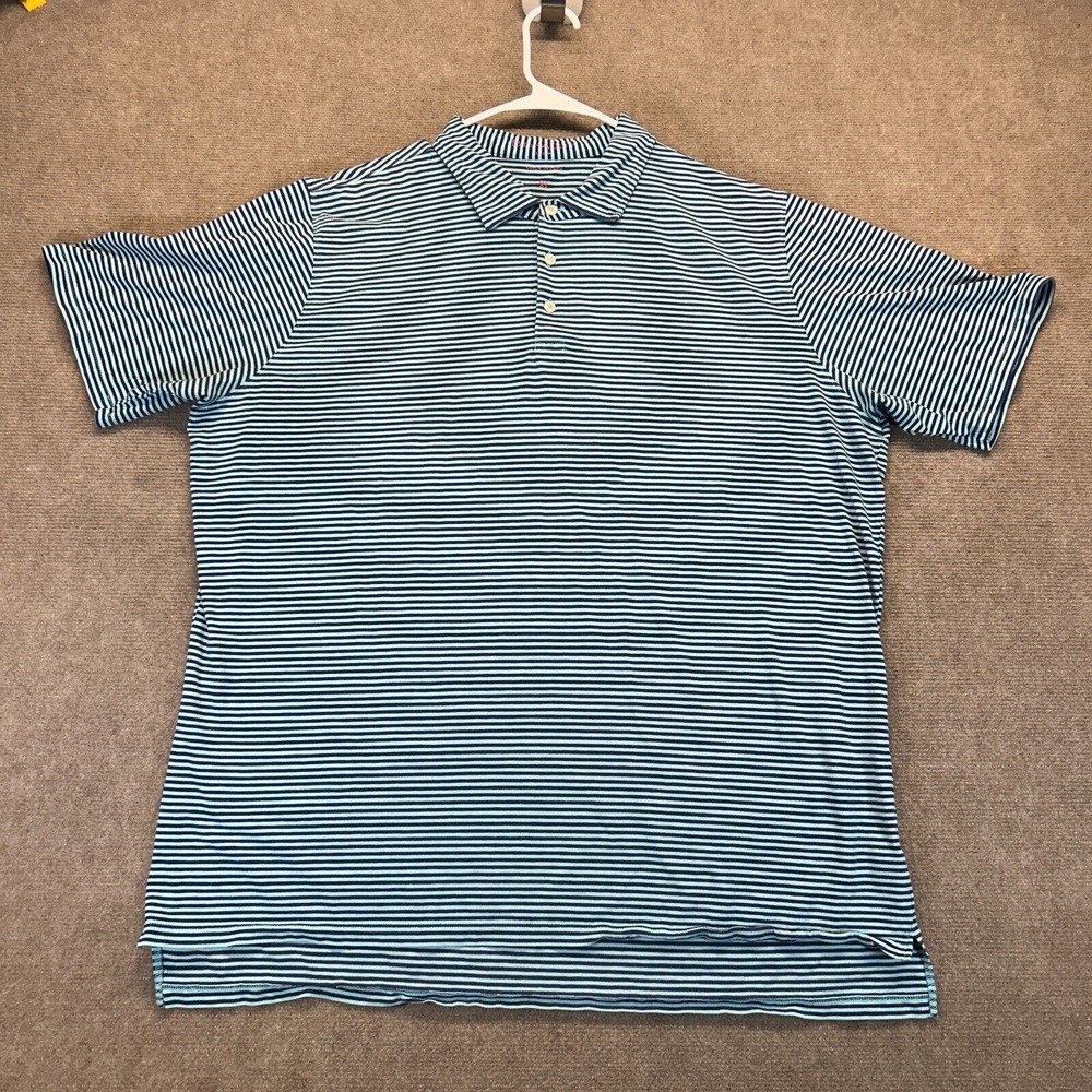 B. Draddy USA Polo Shirt Men's XL Blue Striped Short Sleeve 100% Pima Cotton